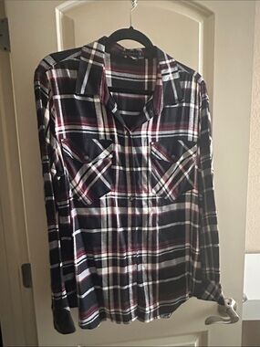 Sanctuary black and white plaid button up size M